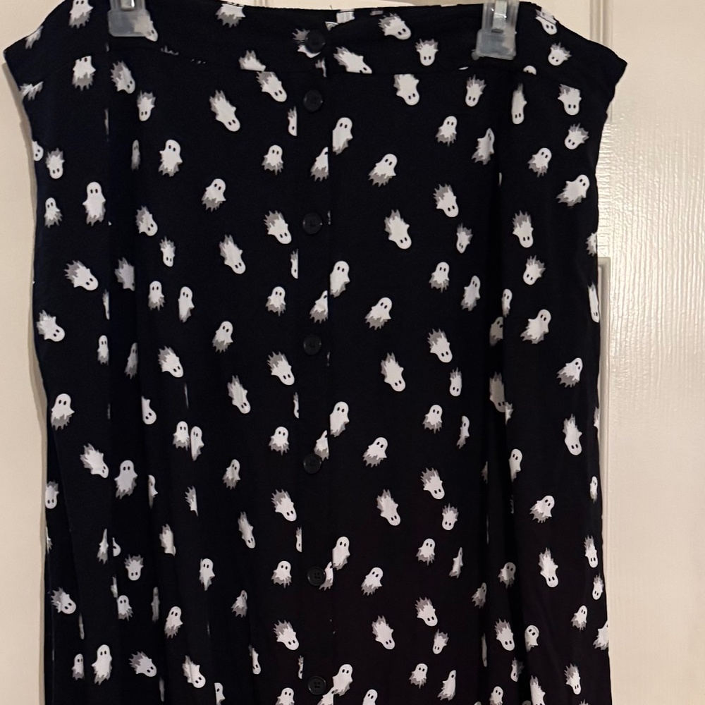 Hot Topic Thorn & Fable Ghost Button Down Black Stretch Maxi Skirt Plus Size 1